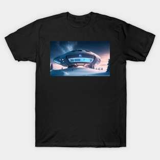 White futuristic house in snowy place T-Shirt